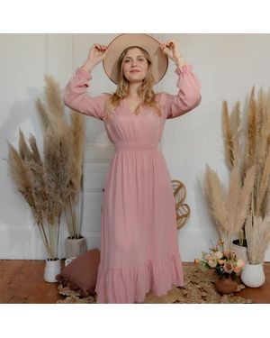 Celeste Lange Jurk Colombe - Bruin