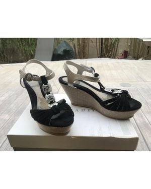 Regard Sandales compensées Sandales Nu-pieds T 36 Noir Beige État Neuf - Métallisé