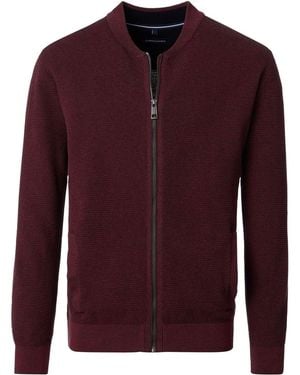 CASA MODA Gilet Cardigan Zippé Structure Bordeaux - Rouge