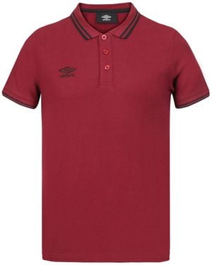 Umbro T-Shirt Polo Homme Bicolore En Coton Pique Avec Logo Brodé 806450 - Rouge
