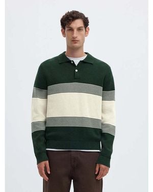 SELECTED T-Shirt Stripe Polo - Vert