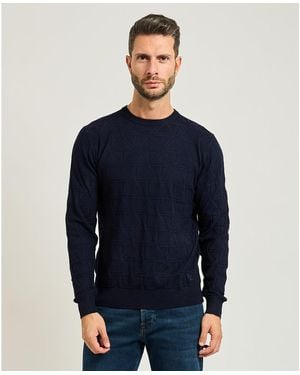 Yes-Zee Pull Pull avec logo jacquard - Bleu
