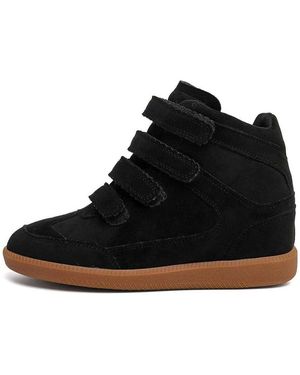 Vera Collection Baskets Montantes Sneakers Compensées À Scratchs En Suédine - Noir