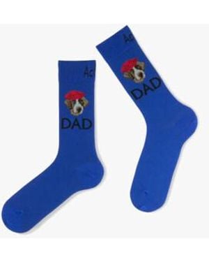 Achile Chaussettes Mi-chaussettes en coton motif chien Fabrication française - Bleu
