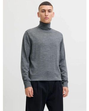 Jack & Jones Pull 12216829 Merino Knit Roll-Medium Melange - Gris