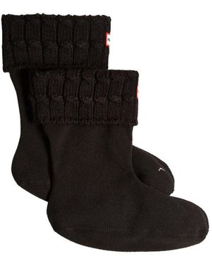 HUNTER Chaussettes 6 Stitch Cable Short Boot - Noir