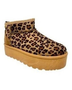 Isteria Chaussures Bottines À Imprimé Léopard Pour Femmes 24296 - Marron