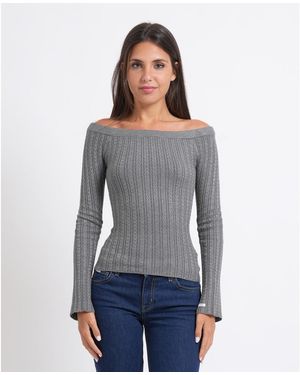 Guess Pull Pull Pour Femme À Col Bardot - Gris
