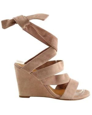 Ba&sh Sandales compensées Talons en daim roses - Marron