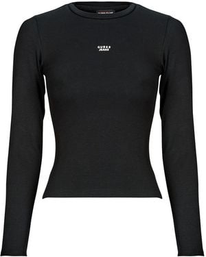 Guess Langarmshirt Cn Embro Slim Top - Schwarz