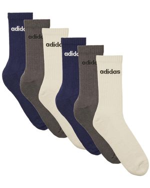 adidas Sokken Linear Crew Socks Cushioned Socks 6 Pair Pack - Blauw