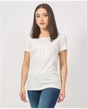 Fracomina T-shirt T-shirt ras du cou avec logo sur le devant - Blanc