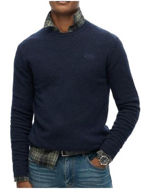 Superdry Pull Essential Slim Fit Crew - Bleu