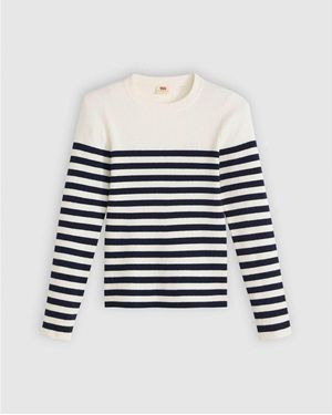 Levi's Pull A0719 0036 - ADRIENNE STRIPE-EGRET - Blanc