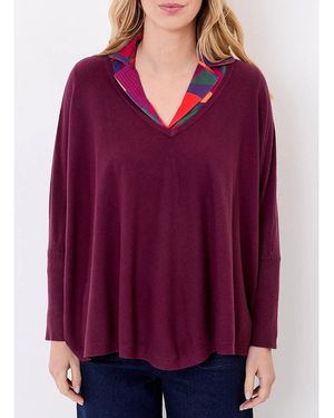 La Fiancee Du Mekong Sweat-Shirt Pull Oversize Maille Col V Lana - Rouge
