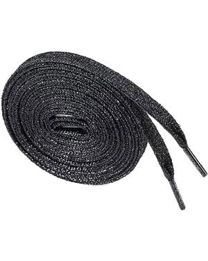 Sud Trading Chaussettes Paire de lacets paillettes noires 120 cm - Bleu
