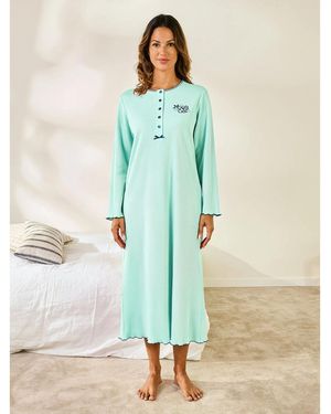 Daxon Chemises De Nuit Chemise De Nuit Longue Coton - Vert