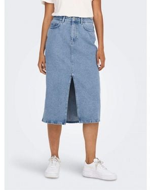 ONLY Jupes midi 15319268 BIANCA-LIGHT BLUE DENIM - Bleu