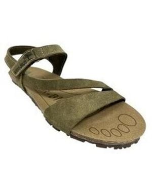 Interbios Sandales Plates Sandale Femme Inter Bios 1001, Respectueuse, Kaki - Vert