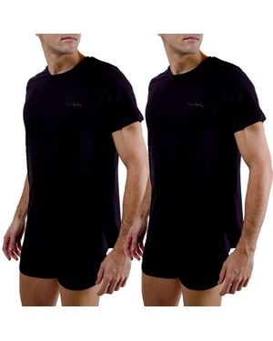 Pierre Cardin T-shirt Lot de 2 t-shirts col rond avec broderie sur la poitrine - Noir