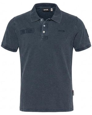 Schott Nyc Polo Polo Army Homme Badges - Bleu