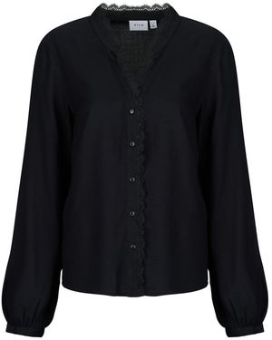 Vila Blouse Vigrace V-Neck L/S Lace - Zwart