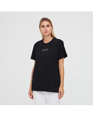 Erika Cavallini Semi Couture T-shirt T-shirt en coton avec écriture contrastée - Noir