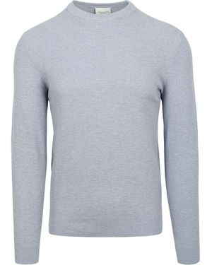 Profuomo Sweat-shirt Pull Col Rond Bleu Clair - Gris