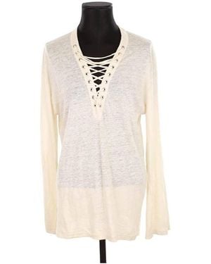 IRO Gilet Pull en lin beige - Blanc