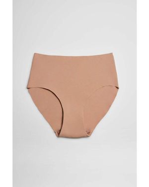 Ysabel Mora Slips Culotte haute côtelée nude - Blanc