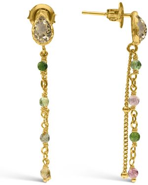 Orusbijoux Boucles oreilles Boucles D'oreilles Argent Doré Pendantes Gouttes Smoky - Métallisé