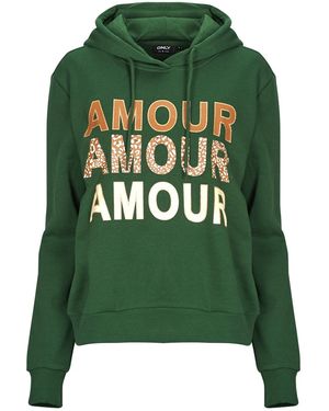 ONLY Felpa Onlmaia L/S Believe Hood - Verde