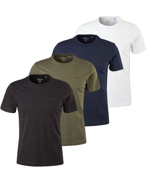 S.oliver T-shirt T-shirt Paquet de 4 Basic T-Shirt - Bleu