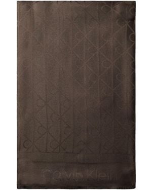 Calvin Klein Echarpe Emblem Aop Glossy Tonal Scarf - Marron