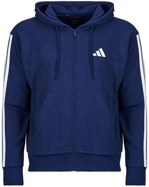 adidas Trainingsjack Essentials 3-Stripes French Terry Full-Zip Hoodie - Blauw
