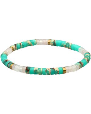 Sixtystones Bracelets Bracelet Perles Heishi 4mm Jaspe Verte -Large-20cm - Bleu