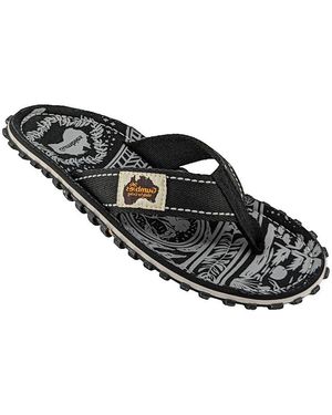 Gumbies Tongs Sandales Islander En Gomme Recyclée Et Jute - Noir