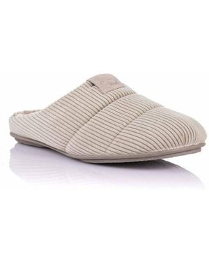 Vulladi Chaussons Pantoufle de maison - En velours côtelé - Blanc