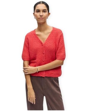 Object Gilet Saggia Re Cardigan - Poinsettia - Rouge