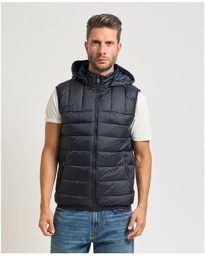 Yes-Zee Blouson Blouson à gilet sans manches avec capuche - Bleu