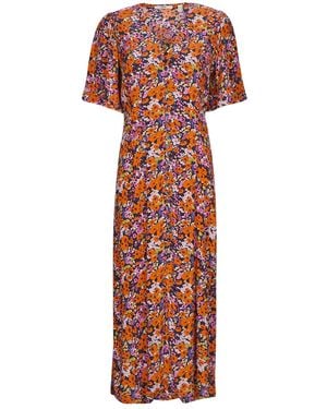 Esprit Abito Lunghi Dress Midi Aop - Rosso
