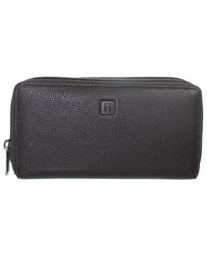 Hexagona Portefeuille Compagnon cuir ref_hga40976 Marron foncé 20*11*3 - Noir
