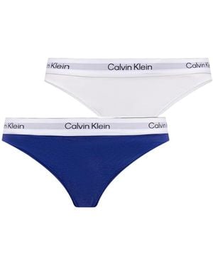Calvin Klein Culottes & slips THONG 2PK LV00QF8834 - Bleu