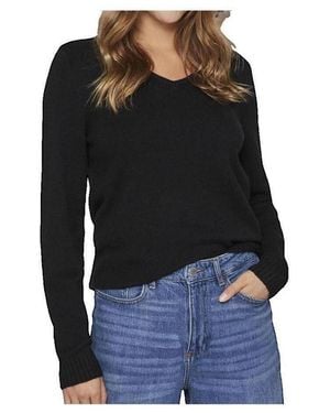 Vila Pull Pull Col en V Confort Quotidien Noir