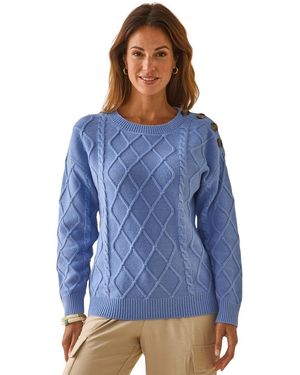 Daxon Pull by - Pull col rond torsadé - Bleu