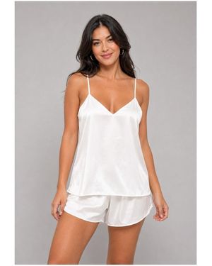 Kebello Ensembles de pyjama Pyjashort fluide en satin F, Blanc
