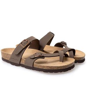 Rohde Sandales plates Alba - Marron
