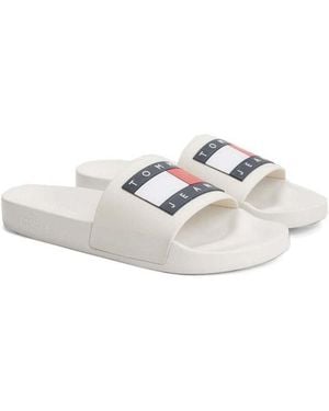 Tommy Hilfiger Tongs ecru casual open pool slide - Blanc
