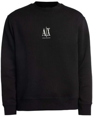 EAX Sweater Middenlogo Sweatshirt - Zwart