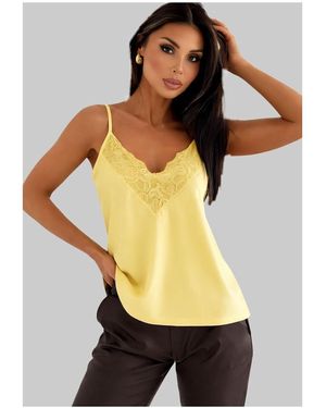 Kebello Blouses Top Satiné F, Jaune - Multicolore